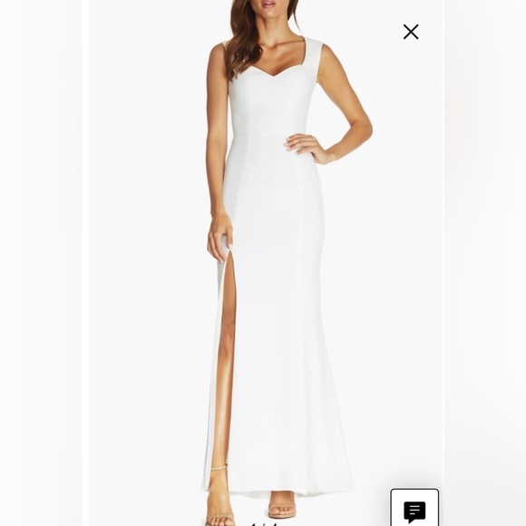 NEW Dress the Population Monroe Side Slit Maxi White Medium - Picture 3 of 3